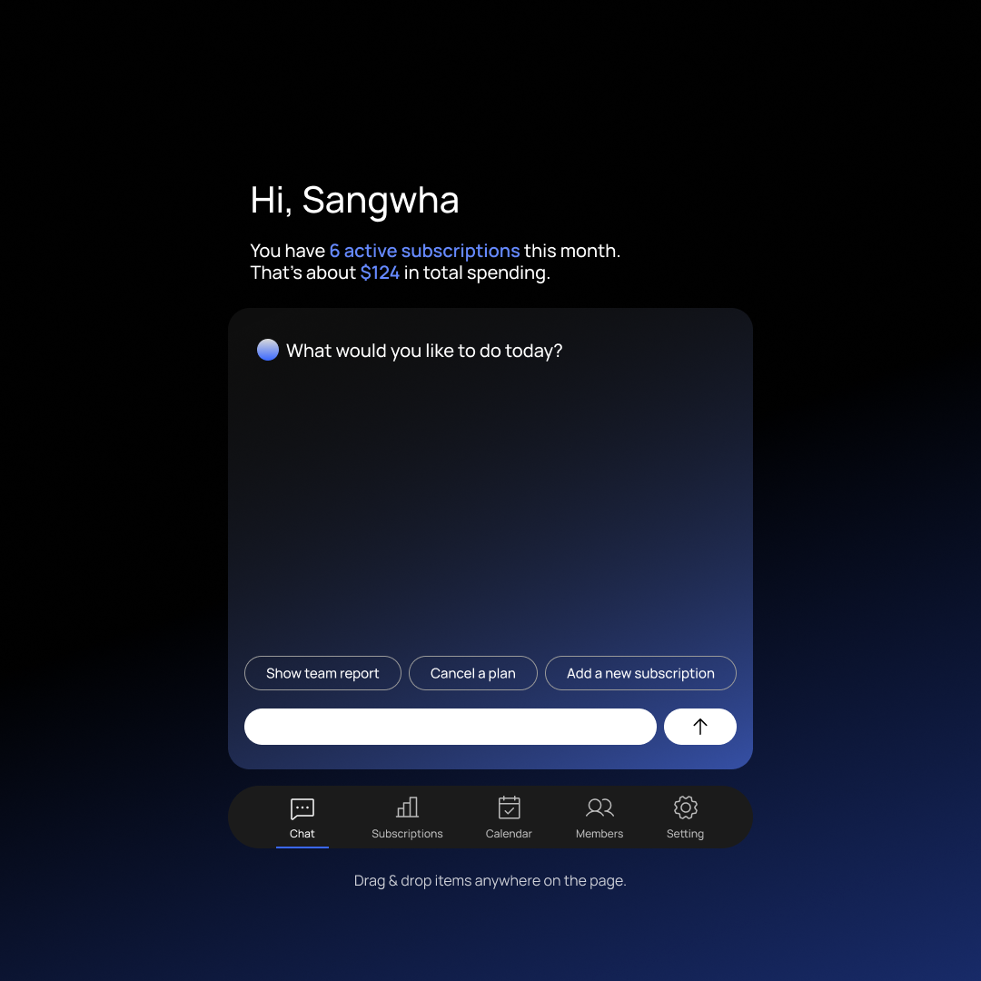 Billow chat screen showing a conversation-based action entry point